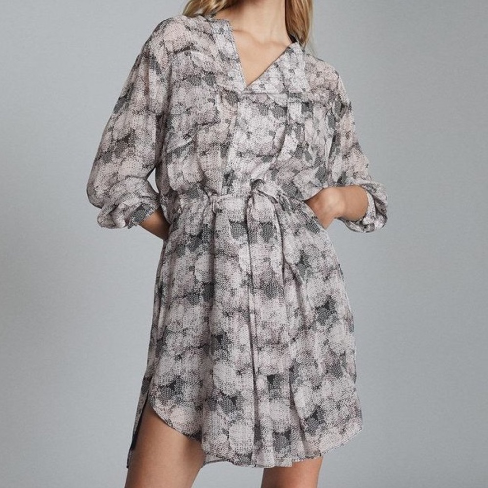 Reiss Black and Pink Patterned Dress